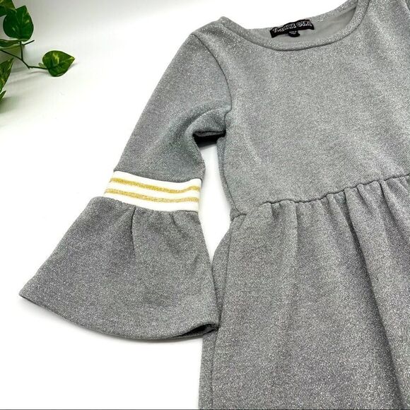 Trixxi Girl Gray Silver Metallic Dress Size L - Picture 3 of 10